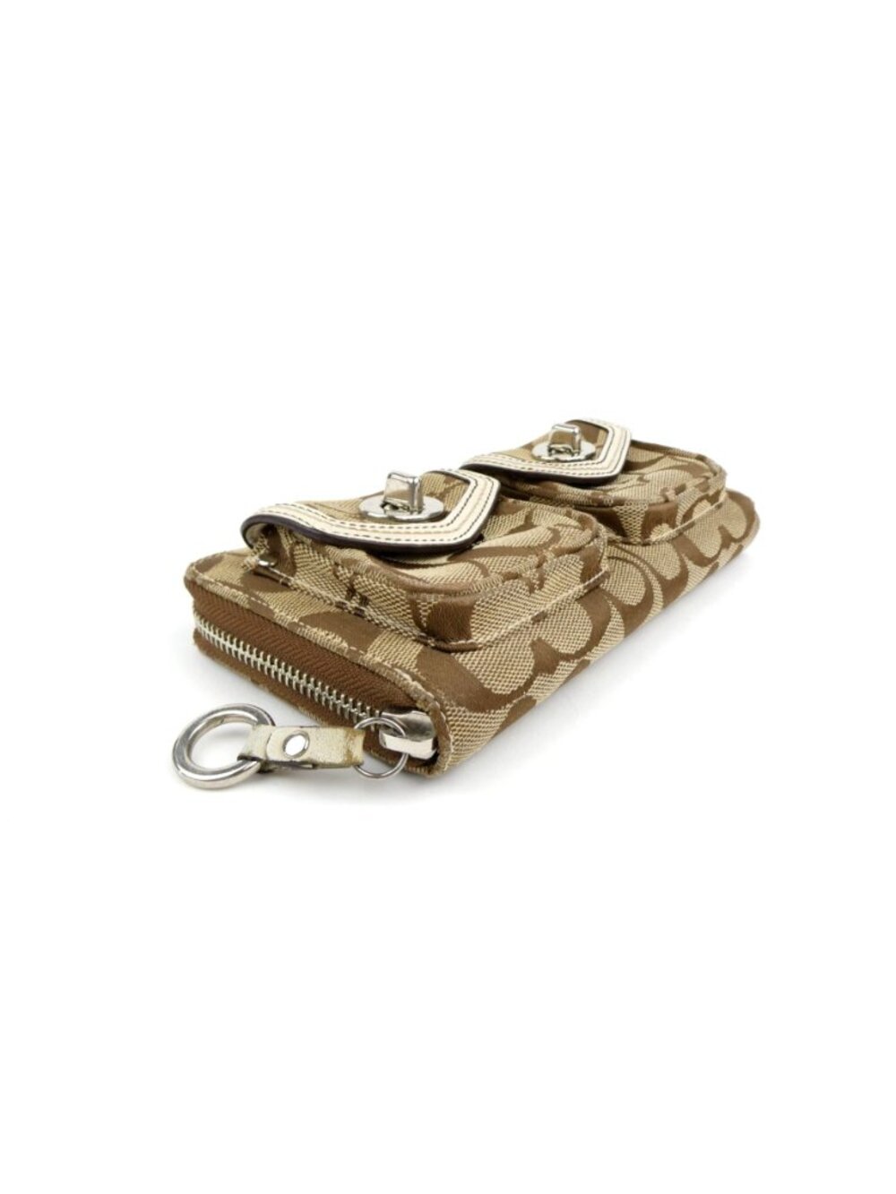 Coach Signature Khaki Chalk Zip Around Accordion Wallet - Picture 5 of 16